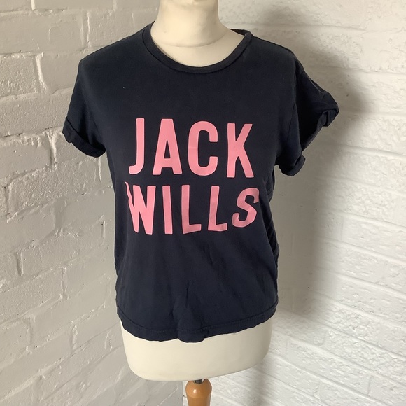 Jack Wills Tops - Jack Wills Round Neck T Shirt - Size 8 - Navy & Pink - Cotton - P2P 18”